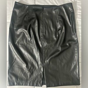 Long Black Faux Leather Skirt